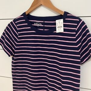 J.Crew Factory Navy and Pink Striped Girlfriend Tee NWT New with Tag Small